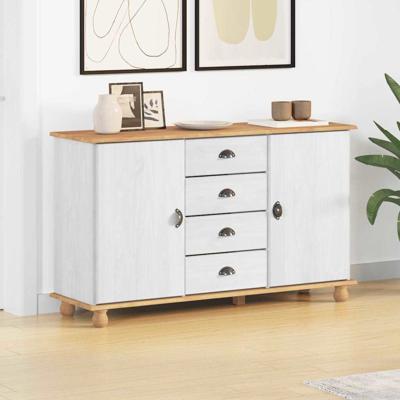 Dressoir ASKIM Wit 133.5 x 40 x 79 cm Massief grenenhout