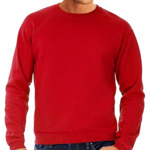 Rode sweater / sweatshirt trui met raglan mouwen en ronde hals voor heren 2XL (EU 56)  -