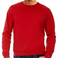 Rode sweater / sweatshirt trui met raglan mouwen en ronde hals voor heren - thumbnail