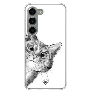 Samsung Galaxy S23 siliconen shockproof hoesje - Kat kiekeboe