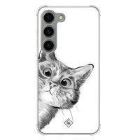 Samsung Galaxy S23 siliconen shockproof hoesje - Kat kiekeboe Samsung Galaxy S23 siliconen shockproof hoesje - Kat kiekeboe