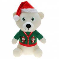 Witte beren knuffelbeer 30 cm kerstknuffels speelgoed - Kerstman pop - thumbnail