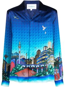 Casablanca chemise en soie à col cubain - Bleu