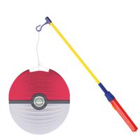 Pokemon lampion - rood - D25 cm - papier - met lampionstokje - 43 cm