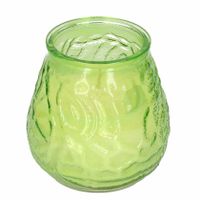 Windlicht geurkaars - groen glas - 48 branduren - citrusgeur - thumbnail