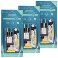 Lumineo Adapter - 3x - voor 2 AAA batterijen - batterij vervanger - 300 cm aanloopsnoer