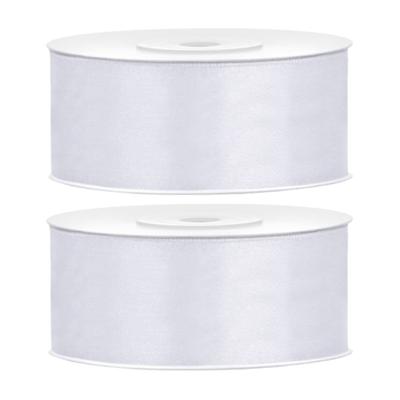 Partydeco Cadeaulint - 2x - ivoor - 2,5 cm x 25 meter - satijn - sierlint - inpakken - decoratie Partydeco Cadeaulint - 2x - ivoor - 2,5 cm x 25 meter - satijn - sierlint - inpakken - decoratie