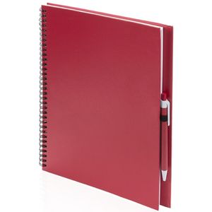 Schetsboek/tekenboek rood A4 formaat 80 vellen inclusief pen   -