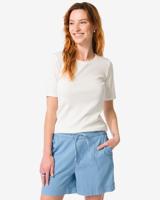 HEMA Dames T-shirt Clara Rib Wit (wit)