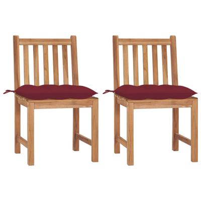 Tuinstoelen 2 st met kussens massief teakhout