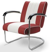 Retro Bel Air Lounge Stoel Pullman LC-01 Ruby/Wit Retro Bel Air Lounge Stoel Pullman LC-01 Ruby/Wit