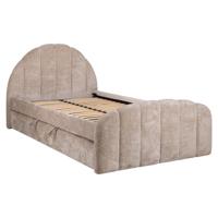 Bed Pixie leemkleurige chenille 120x200 met uittrekbed