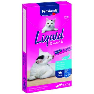 Vitakraft Liquid Snacks met zalm kattensnack (6 x 15g) 3 verpakkingen