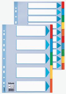 Esselte tabbladen, voor ft A4, karton, 10 tabs, 11-gaatsperforatie