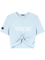 Versace t-shirt crop en coton à logo imprimé - Bleu - thumbnail