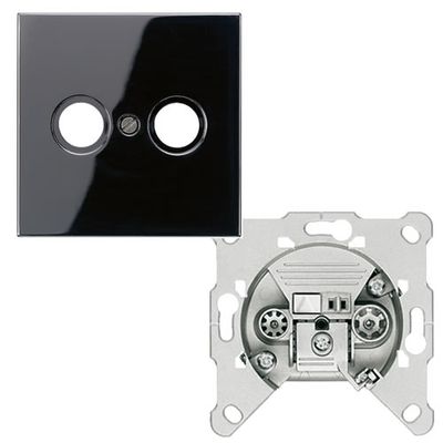 Jung LS990 cai eindcontactdoos EDC1000 met inzetplaat zwart glanzend