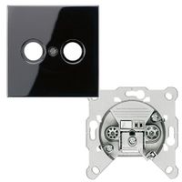 Jung LS990 cai eindcontactdoos EDC1000 met inzetplaat zwart glanzend