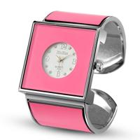 Vierkante grote wijzerplaat armband quartz horloge voor vrouwen (roze)
