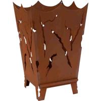 Feuerkorb Mystic mit Schiebeplatte zum Entleeren der Asche Metall mit Edelrost Vuurkorf Bruin