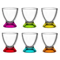 Glasmark Shotglaasjes/borrelglazen - glas - gekleurde onderzijde - 12x stuks - 35 ml - thumbnail