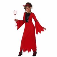 Duivel verkleed jurkje - voor meisjes - rood - Horror / Halloween thema verkleedkleding