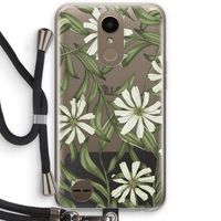 Wit bloemenpatroon: LG K10 (2017) Transparant Hoesje met koord