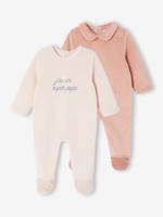 Set van 2 babyslaappakjes in fluweel / velours lichtroze