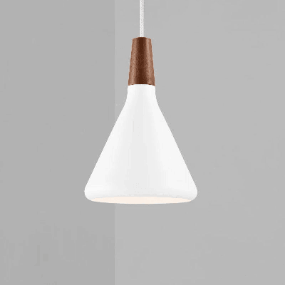 Hanglamp wit en hout met E27 fitting &apos;Nori 18&apos; DFTP
