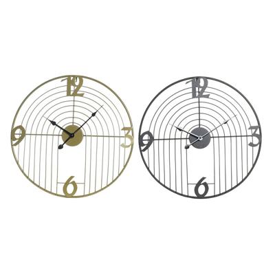 Muurklok DKD Home Decor Zwart Gouden Metaal Modern 45 x 3 x 45 cm (2 Stuks)