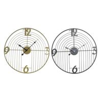 Muurklok DKD Home Decor Zwart Gouden Metaal Modern 45 x 3 x 45 cm (2 Stuks)