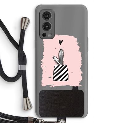 Zwart-wit cactus: OnePlus Nord 2 5G Transparant Hoesje met koord