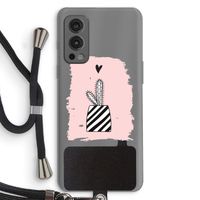 Zwart-wit cactus: OnePlus Nord 2 5G Transparant Hoesje met koord