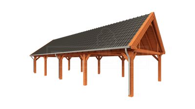 Trendhout Overkapping Zadeldak XXL 1505x595 cm- Zadeldak- Onbehandeld lariks Douglas hout- Trendhout