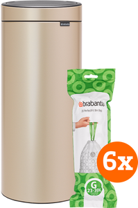 Brabantia Touch Bin 30 Liter Metallic Gold + Vuilniszakken (120 stuks)