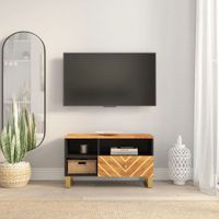 Tv-meubel 80x33,5x46 cm massief mangohout bruin en zwart - thumbnail