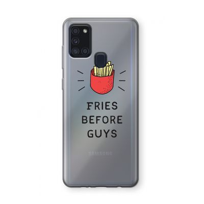 Fries before guys: Samsung Galaxy A21s Transparant Hoesje