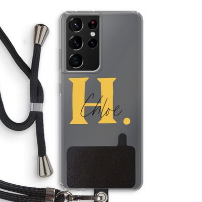 Amber Script: Samsung Galaxy S21 Ultra Transparant Hoesje met koord