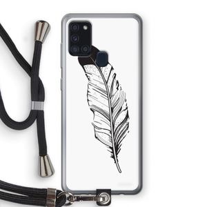 Pluim: Samsung Galaxy A21s Transparant Hoesje met koord