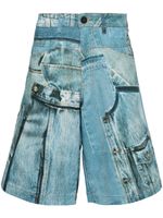 Versace Jeans Couture short en jean à patch - Bleu