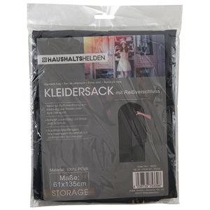 Kledinghoes beschermhoes met rits - zwart - polyester - 61 x 135 cm   -