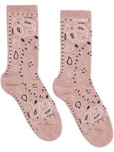 Alanui chaussettes à imprimé banana - Rose