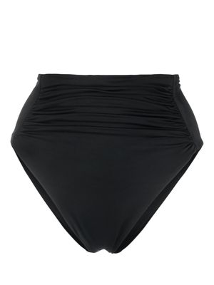 Self-Portrait bas de bikini froncé à taille haute - Noir