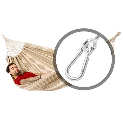 Tweepersoons hangmat met bevestiging - 350x160cm - Bruin - 160kg draagkracht- 100% katoen - binnen & buiten