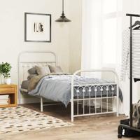Bedframe met hoofd- en voeteneinde metaal wit 75x190 cm