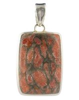 Zilveren Hanger met Mohaveturkoois Rood - gekleurd (Model 3)