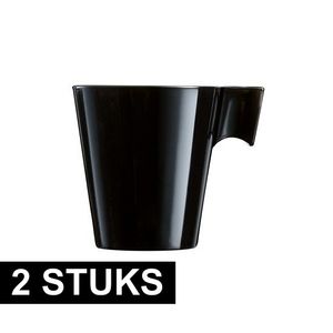 2x Lungo koffie/espresso bekers zwart