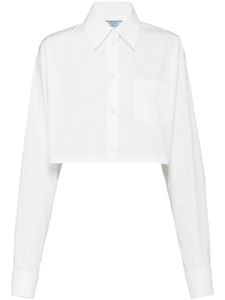 Prada chemise crop à plaque logo - Blanc