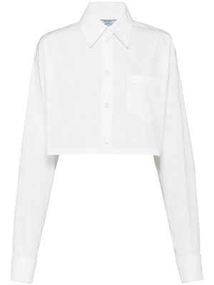 Prada chemise crop à plaque logo - Blanc