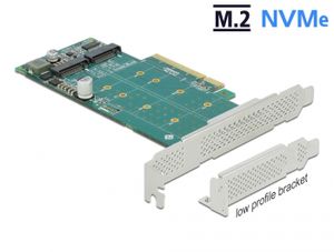 DeLOCK PCI Express x8 Card naar 2x internal NVMe M.2 Key M - Bifurcation controller