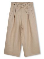 Chloé Kids pantalon en lin à logo brodé - Tons neutres